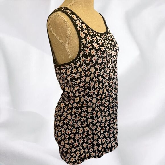 Cato, Large, Cotton Tank, Black with Red & White Flowers - Picture 3 of 5